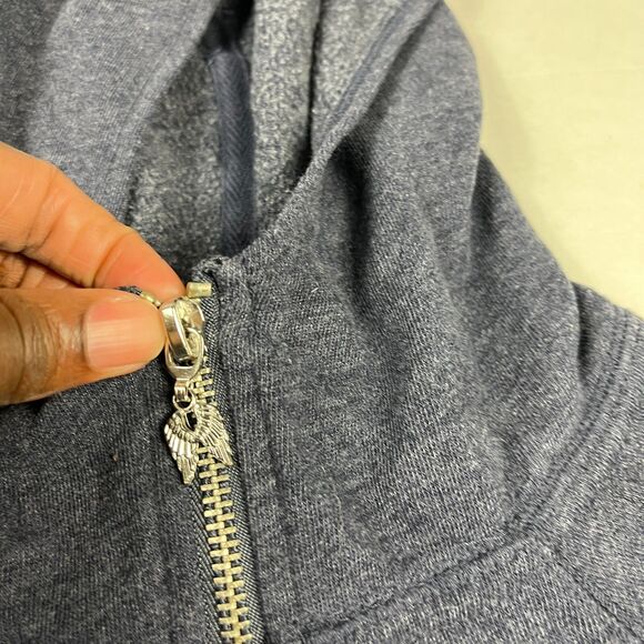 Victorias Secret Sequin Logo Hoodie Blue Full Zip Up Hooded Jacket Glam SMALL - Picture 5 of 11
